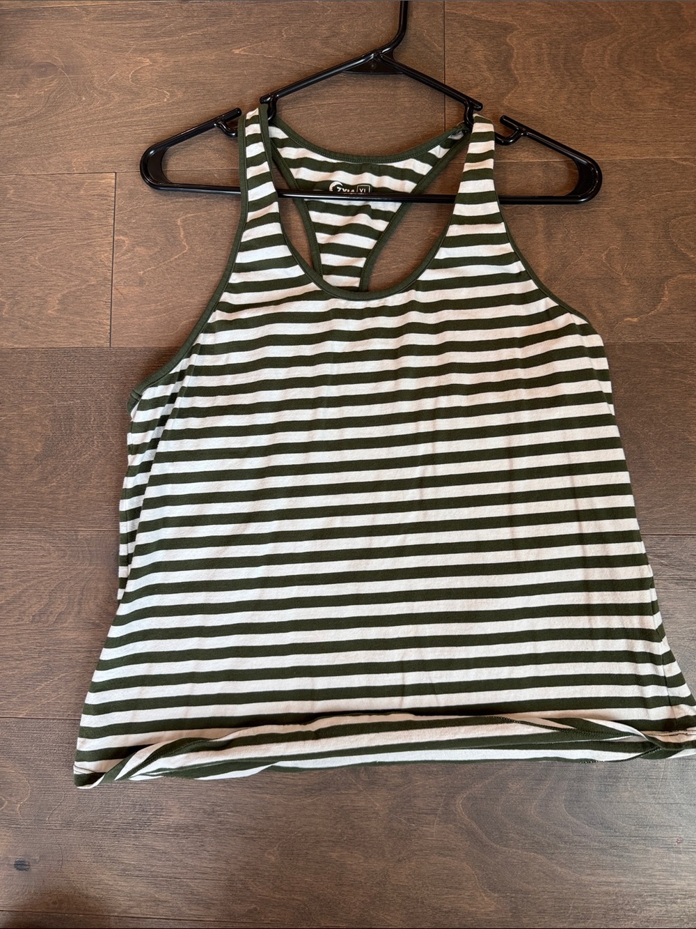 Striped Racerback Tank Top in Olive & Cream